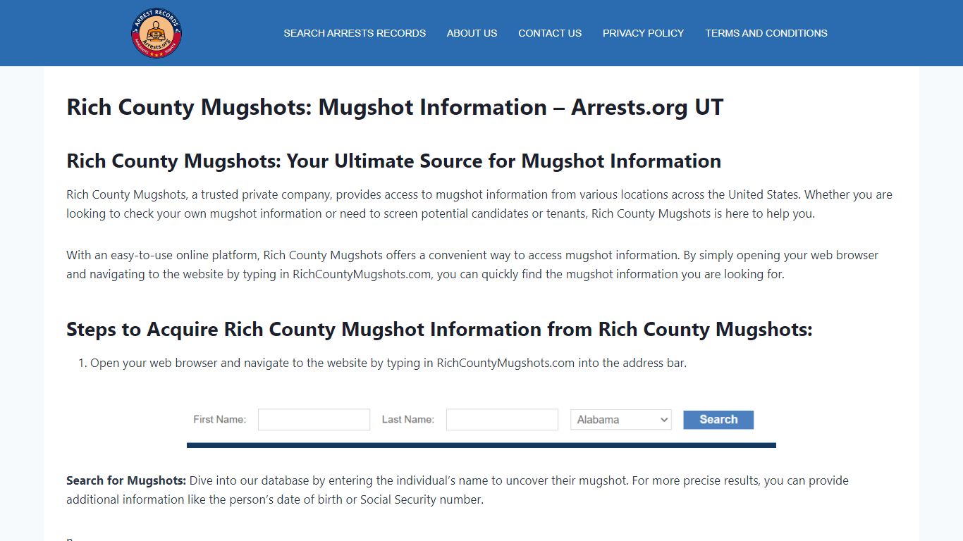 Rich County Mugshots: Mugshot Information - Arrests.org UT