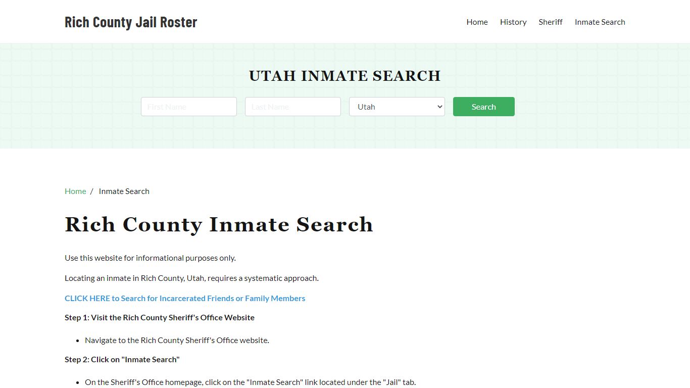 Rich County, UT Detainee Lookup